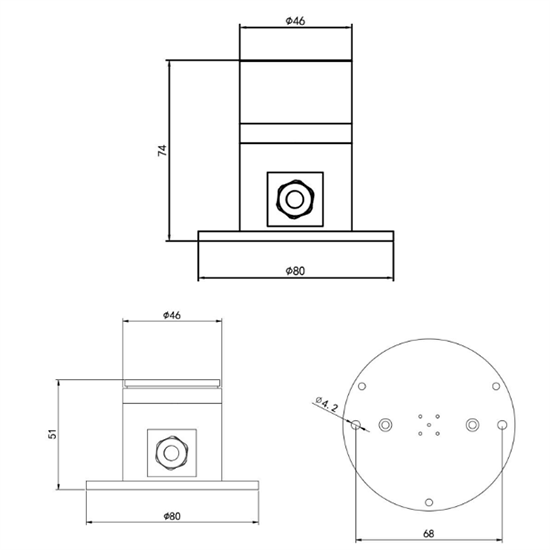 Mechanical Drawing - DFRobot SEN0640 RS485 Photoelectric Solar Radiation Sensor